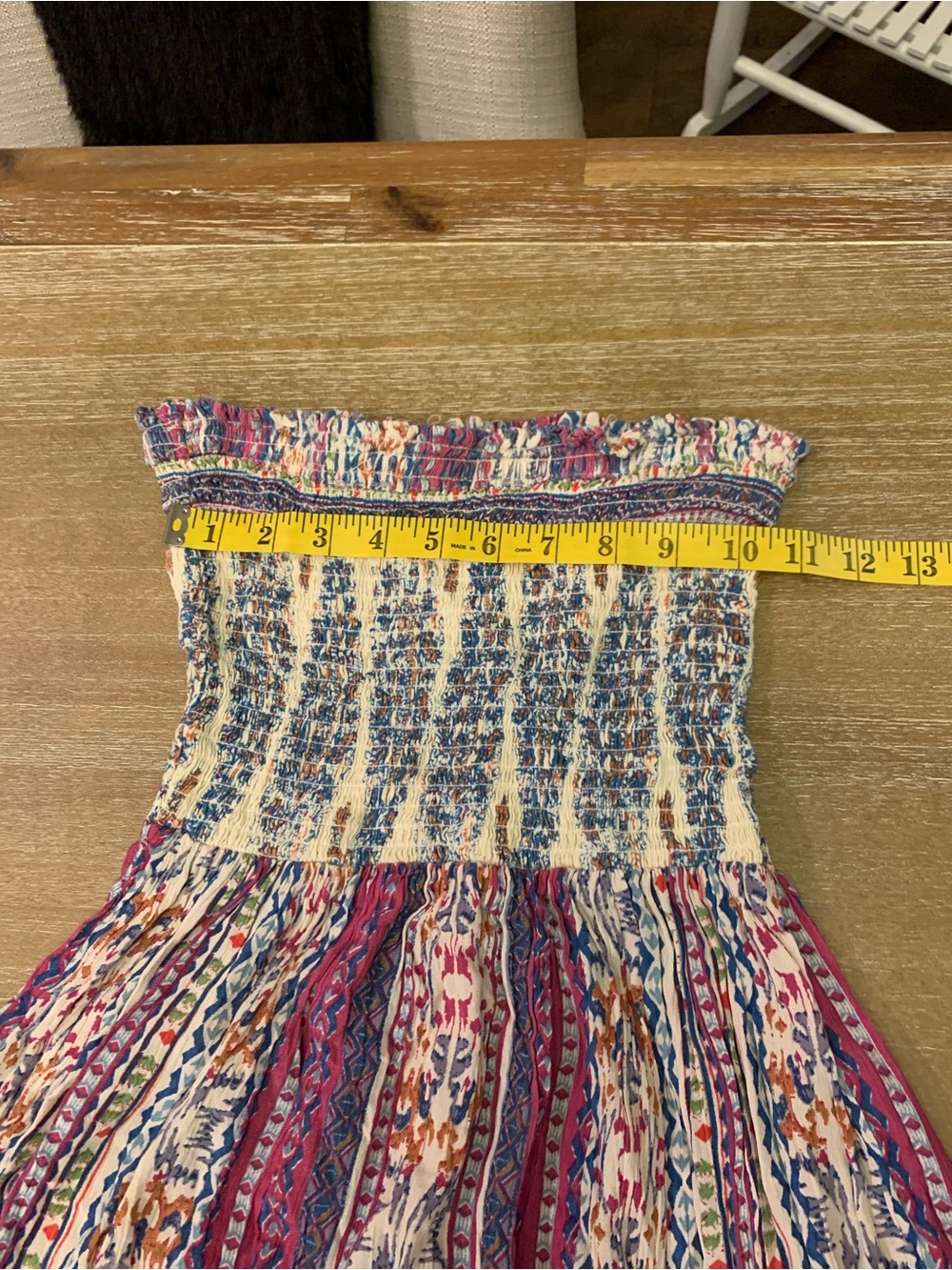 Angie Multicolor Smocked Maxi Dress in Blue, Pink, Cream-beautiful bohemian. - Picture 3 of 9